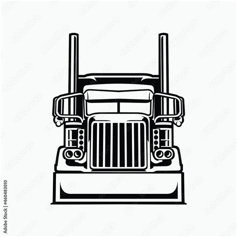 Semi truck vector, front view flat style. Semi truck 18 wheeler premium ...