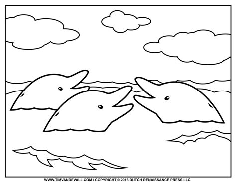 Dolphin-Coloring-Page-02 - Tim's Printables