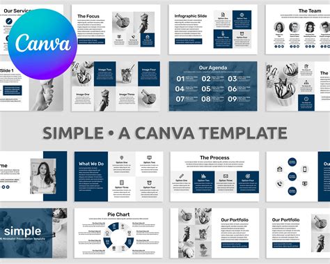 Minimal Modern Canva Slides Presentation Template Navy Dark Blue, Clean Business Pitch Deck ...