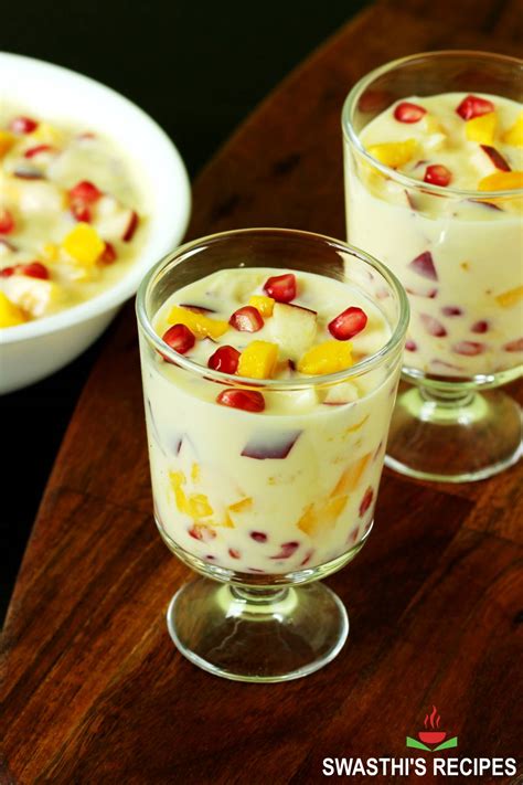 Fruit custard recipe (Fruit salad with custard) - Swasthi's Recipes