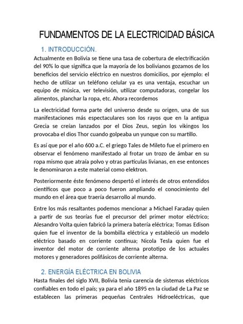 Fundamentos de La Electricidad Básica | PDF