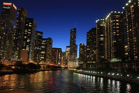 High rise buildings with lights at night, chicago HD wallpaper ...