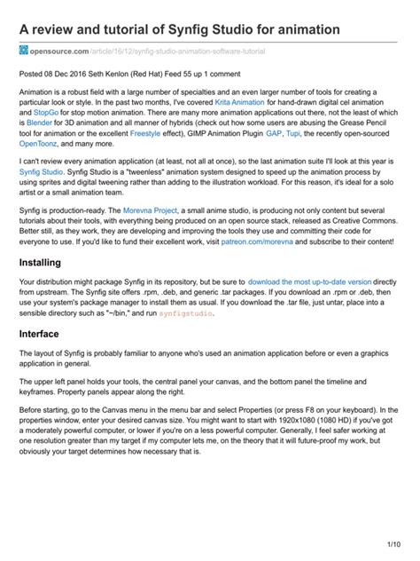 A Review and Tutorial of Synfig Studio For Animation | PDF | Animation ...