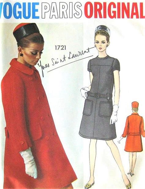 1960s MOD Yves Saint Laurent Dress and Coat Pattern VOGUE Paris ...