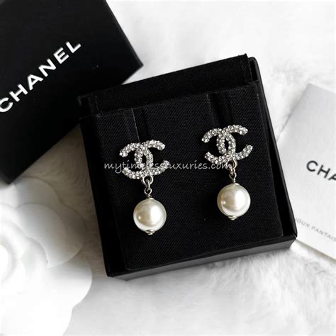 CHANEL Pave Crystal CC Pearl Drop Earrings - Timeless Luxuries