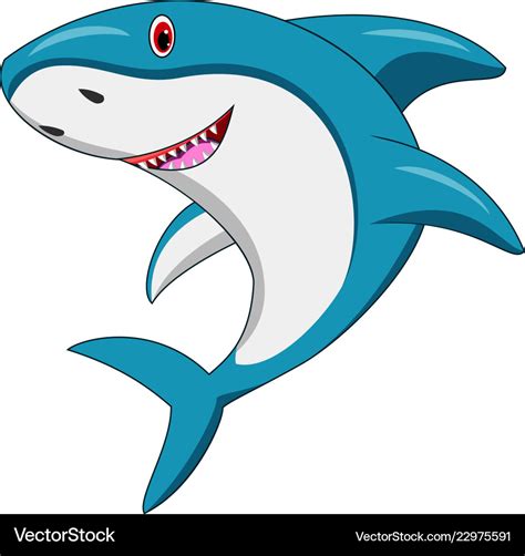 Happy shark cartoon Royalty Free Vector Image - VectorStock