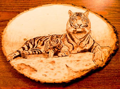 Tiger and cub - Wood Burning by brandojones on DeviantArt
