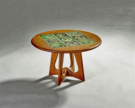 Proantic: Guillerme And Chambron, Oak Pedestal Table, Dankowski Tiles