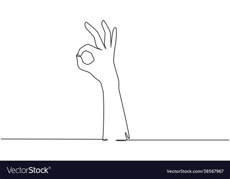 Single one line drawing hand showing okay Vector Image