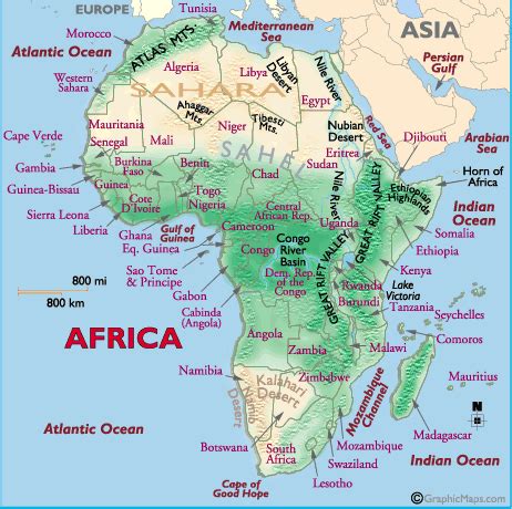 Africa Map With Rivers And Mountains | Map Of Africa