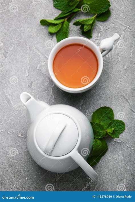 Black tea with mint stock photo. Image of beverage, herbal - 115278950