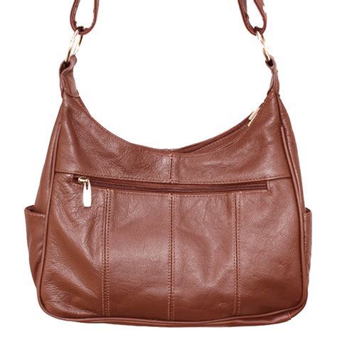 Genuine Leather Hobo Shoulder Handbag w Buckled Flip Closure Pocket | eBay