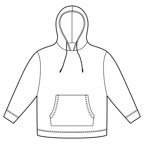 Hoodie template isolated. Apparel hoody technical sketch mockup. 5674483 Vector Art at Vecteezy