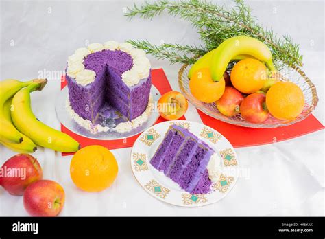 Filipino purple yam cake Stock Photo - Alamy