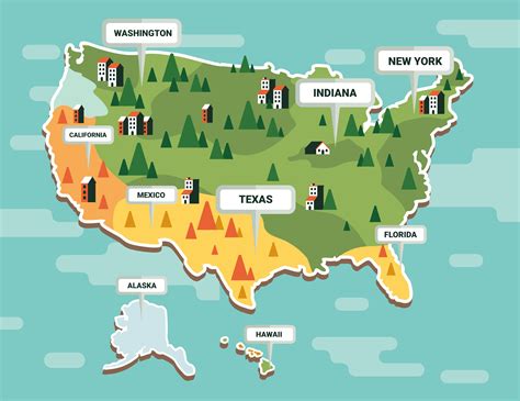 United States Map With Landmarks