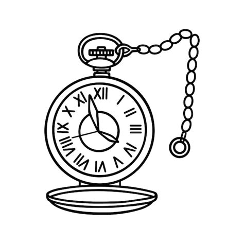 Premium Vector | Hand drawn antique pocket watch with chain doodle Old ...