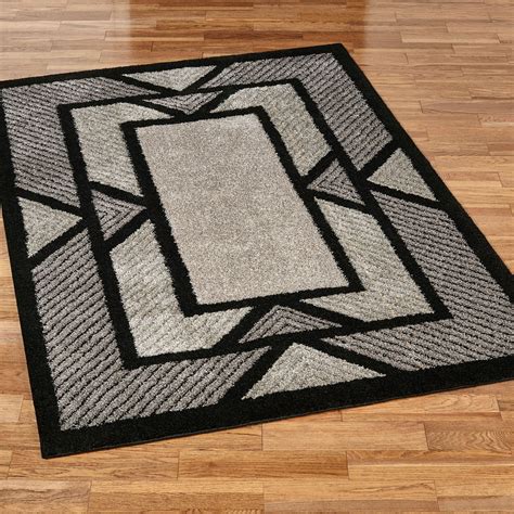 Ternion Black Art Deco Shag Area Rugs