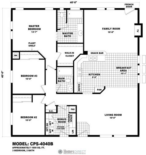 40x40 house floor plans | Metal house plans, Barndominium floor plans, Manufactured homes floor ...