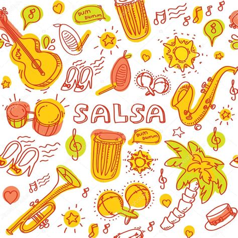 Salsa music instruments pattern — Stock Vector © Olyzel #64697963