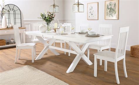 Grange White Extending Dining Table with 6 Oxford Chairs | Furniture Choice