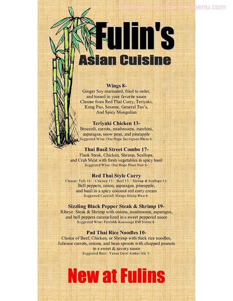 Menu at Fulin's Asian Cuisine At Cambridge Square, Ooltewah restaurant, Ooltewah