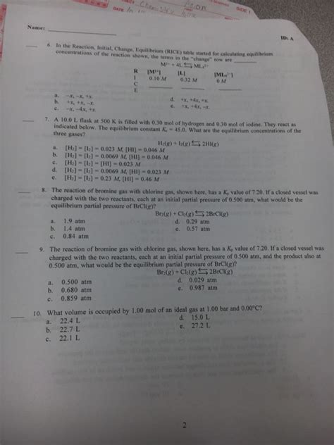 Solved In the Reaction, Initial, Change, Equilibrium (RICE) | Chegg.com