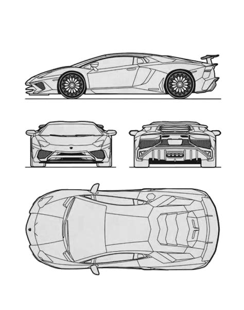 Lamborghini Aventador LP750-4 Superveloce Blueprint - Download free blueprint for 3D modeling