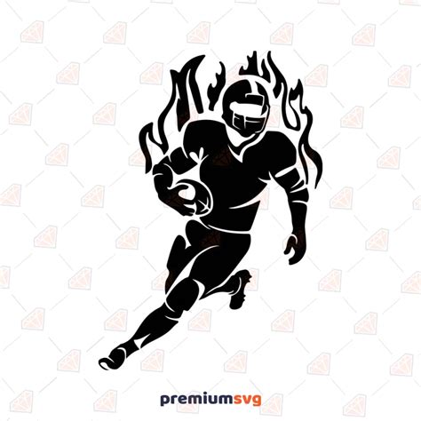 Football Player in Fire SVG Cut & Clipart File | PremiumSVG