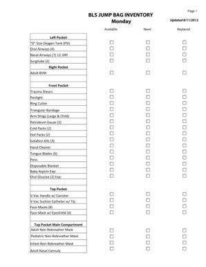 108 Ambulance Equipment List - Fill Online, Printable, Fillable, Blank | pdfFiller