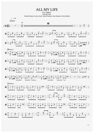 Foo Fighters - All My Life - Sheet Music For Drums