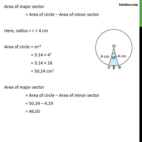 Example 2 - Find area of sector, radius 4 cm, angle 30 - Examples