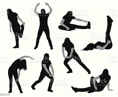 Stretching Vector Silhouette Stock Illustration - Download Image Now ...