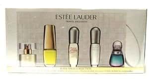 ESTEE LAUDER PURSE SPRAY COLLECTION GIFT SET - 5 MINIATURE PERFUMES - INCLUDES WHITE SATIN PURSE ...