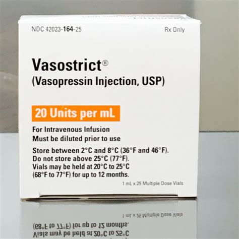 Vasopressin 20 units per mL injection for dogs and cats.