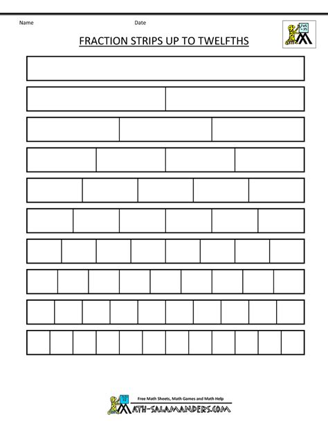 Printable Fraction Strips