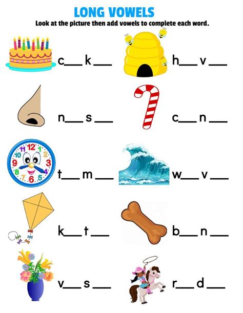 Long Vowels interactive exercise for Kindergarten. You can do the exercises online o… | Vowel ...