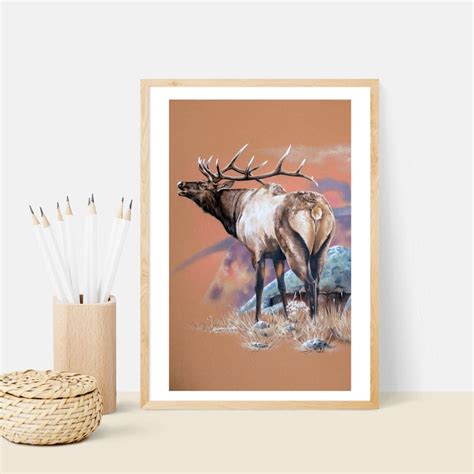 Elk Colored Pencil Drawing Elk Art Elk Drawing Elk Elk - Etsy