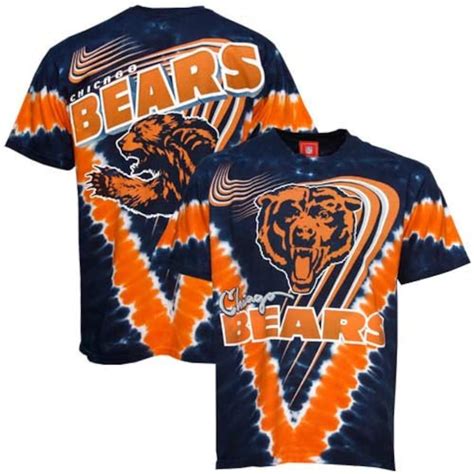 Men's Majestic Navy Chicago Bears V Tie-Dye T-Shirt