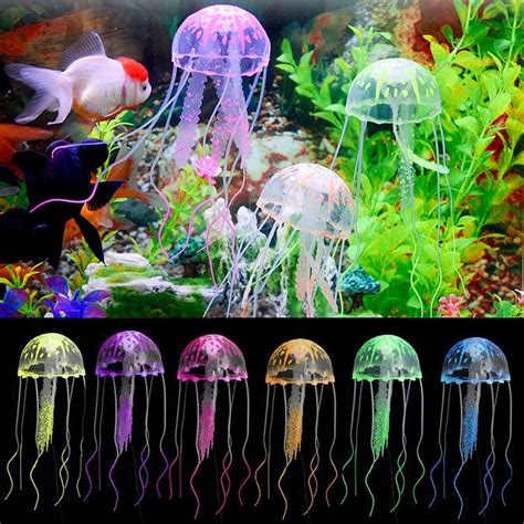 6/4 Pcs Jellyfish Aquarium Decorations, TSV Glowing Effect Artificial Jellyfish Aquarium Decor ...