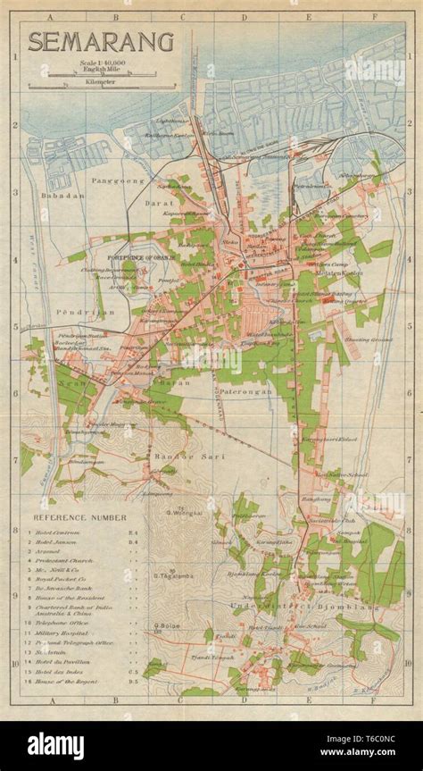 Semarang antique town city plan. Central Java. Indonesia 1920 old map Stock Photo - Alamy