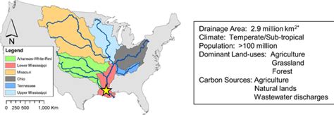 The Mississippi River Basin and its six tributary basins. The star ...