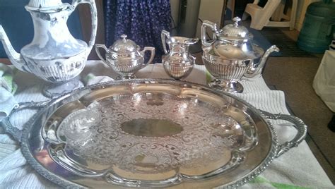 electroplated silver over copper complete tea set | InstAppraisal