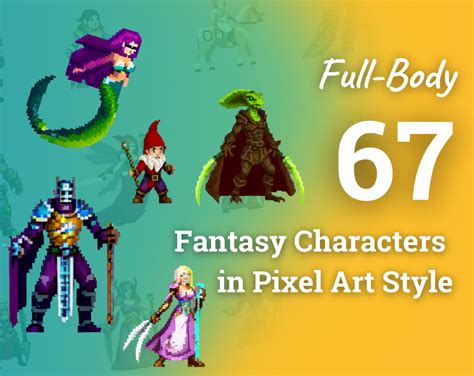 67 Full Body Fantasy Characters in Pixel Art Style by Rosebud AI Gamemaker