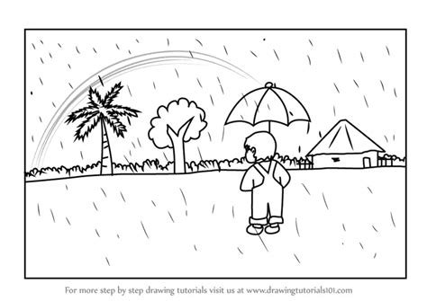 Rainy Day Scene Drawing Easy ~ Drawing Kids Easy Draw Rainy Season Rain ...