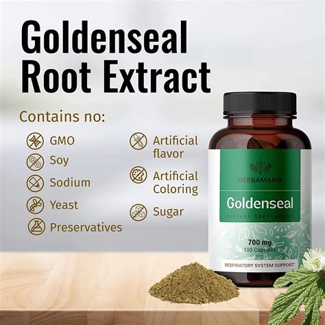 HERBAMAMA Goldenseal Root Capsules - Organic Women's Support Supplement ...