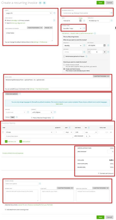 Recurring Invoice Template