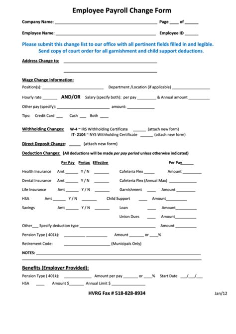 Top 13 Payroll Change Form Templates free to download in PDF format
