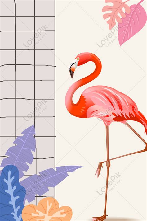 Ins Wind Hand Painted Pink Flamingo Minimalist Poster Background ...