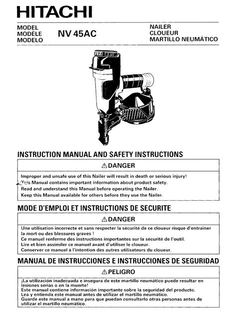 HITACHI NV 45AC INSTRUCTION MANUAL Pdf Download | ManualsLib