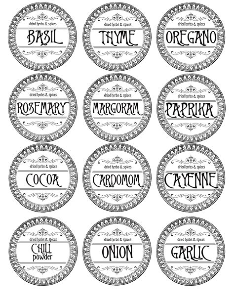 free printable kitchen spice labels the graffical muse - free printable herb labels labels ...